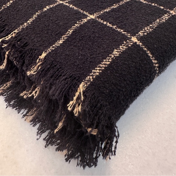 NEW! Madewell Blanket Scarf Buffalo Check Plaid Black Cream Shawl EUC NWOT - Picture 4 of 4